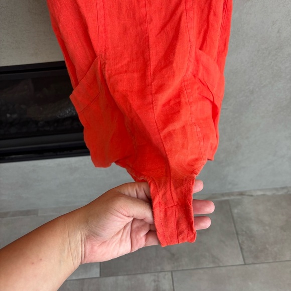 NWT By Anthropologie Linen Short Romper Bright Red, Size S - Picture 7 of 15
